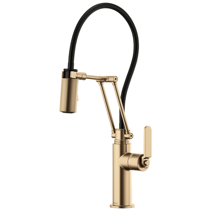 BRIZO Litze Articulating Faucet with Industrial Handle — Luxe Gold