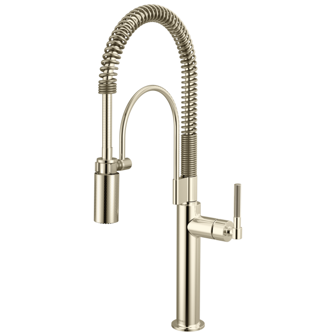 BRIZO Litze Semi-Professional Kitchen Faucet - Knurled Handle — Polished Nickel