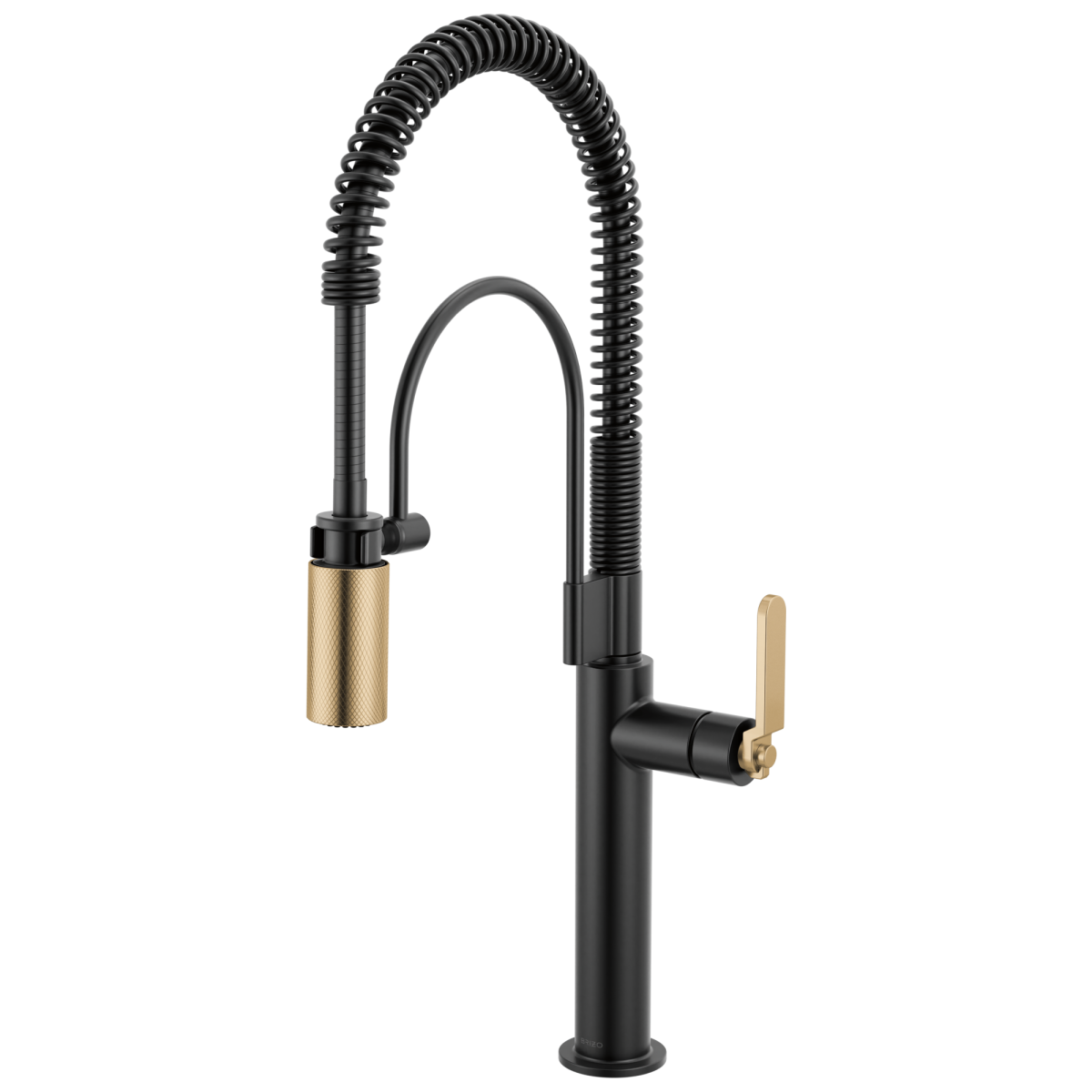BRIZO Litze Semi-Professional Kitchen Faucet - Industrial Handle — Matte Black/Luxe Gold