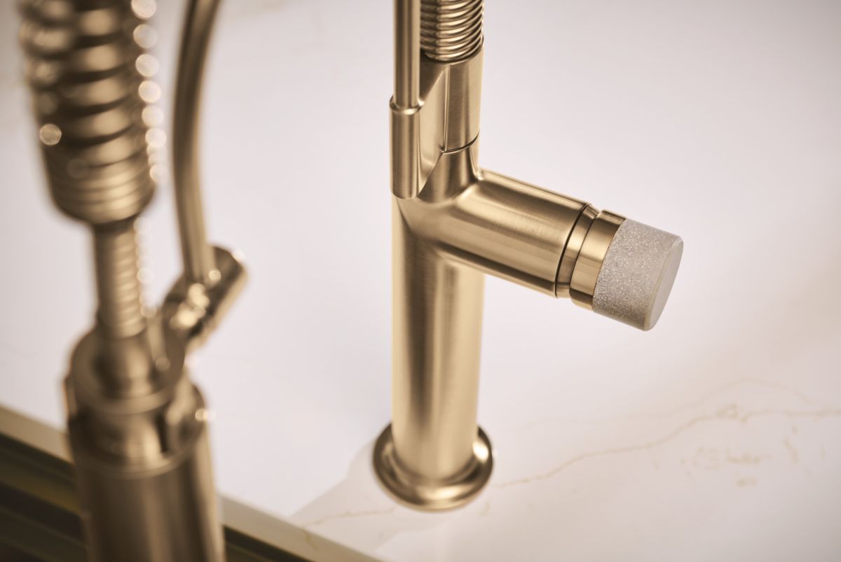 BRIZO Odin Kitchen Faucet Concrete Knob Handle Kit — Luxe Gold / Concrete