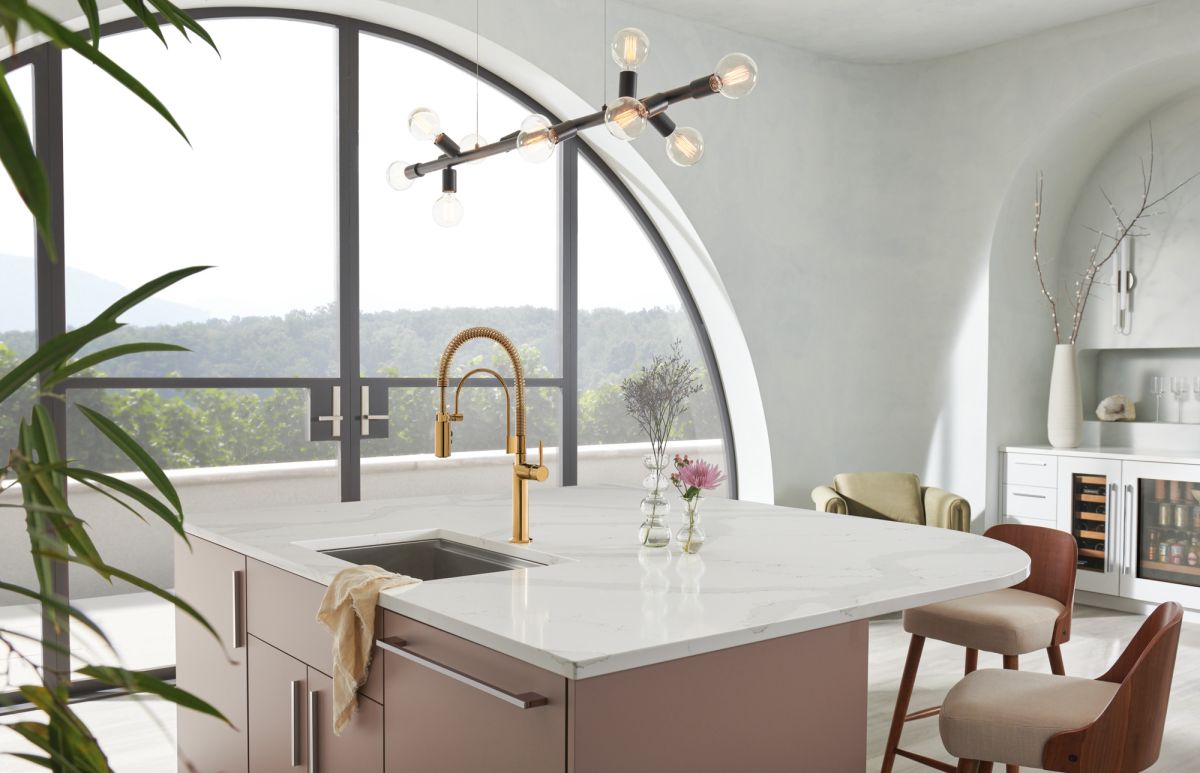 BRIZO Odin Semi-Professional Kitchen Faucet - Less Handle — Polished Gold
