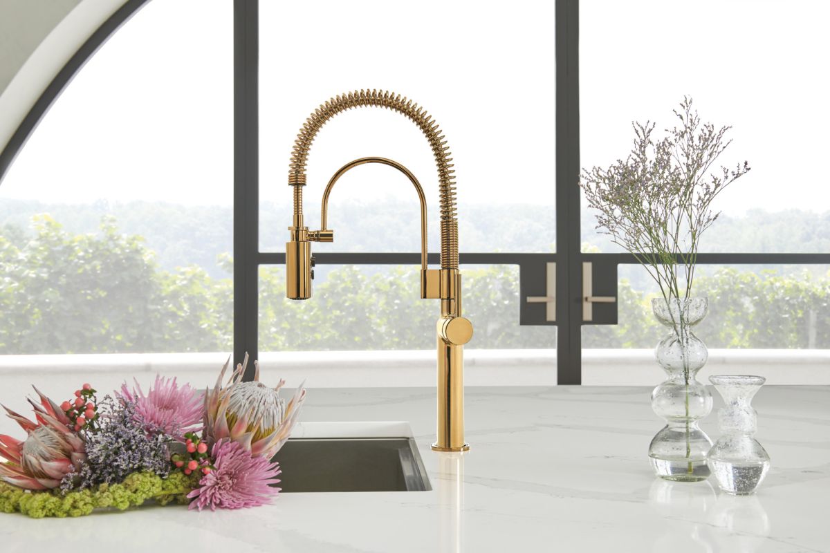 BRIZO Odin Semi-Professional Kitchen Faucet - Less Handle — Polished Gold