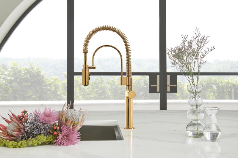 BRIZO Odin Semi-Professional Kitchen Faucet - Less Handle — Polished Gold