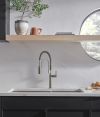 BRIZO Odin Pull-Down Faucet Wood Lever Handle Kit — Luxe Steel / Wood
