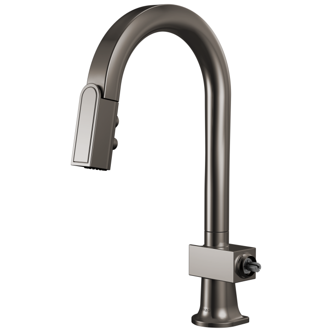 BRIZO Frank Lloyd Wright Pull-Down Prep Faucet with Arc Spout - Less Handle — Brilliance Black Onyx