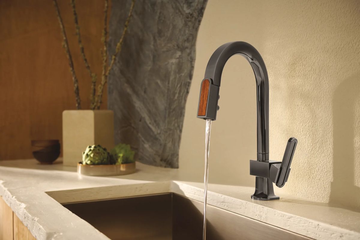 BRIZO Frank Lloyd Wright Pull-Down Kitchen Faucet Arc Lever Handle Kit​ — Brilliance Black Onyx