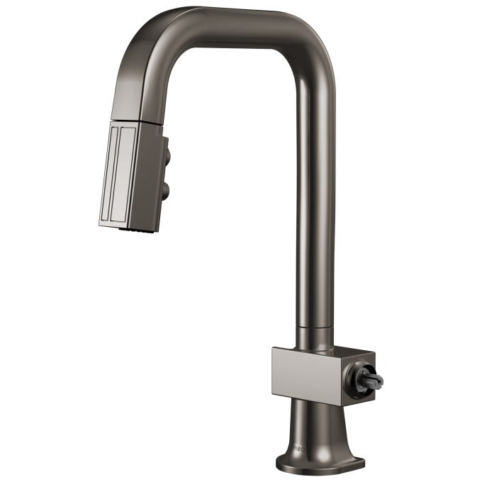 BRIZO Frank Lloyd Wright Pull-Down Prep Faucet with Square Spout - Less Handle — Brilliance Black Onyx