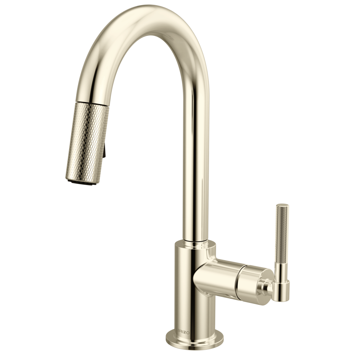BRIZO Litze Pull-Down Prep Faucet with Arc Spout - Knurled Handle — Polished Nickel