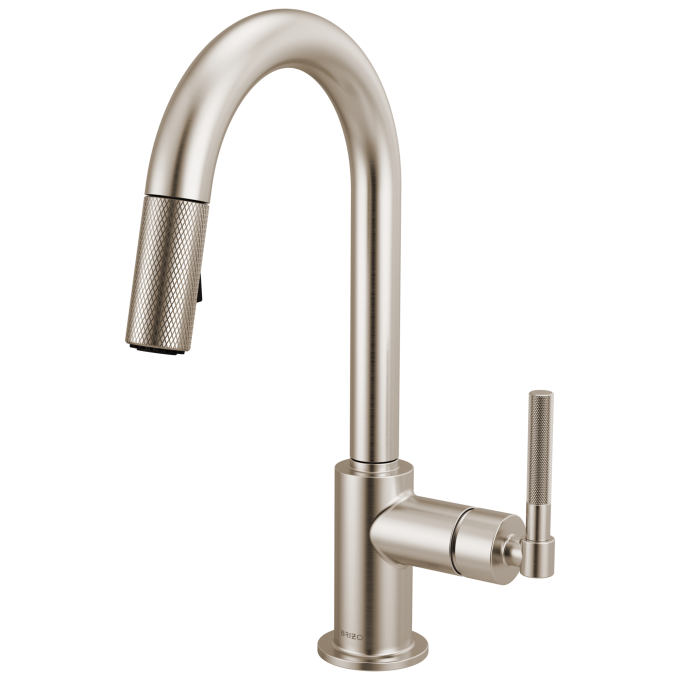 BRIZO Litze Pull-Down Prep Faucet with Arc Spout - Knurled Handle — Stainless
