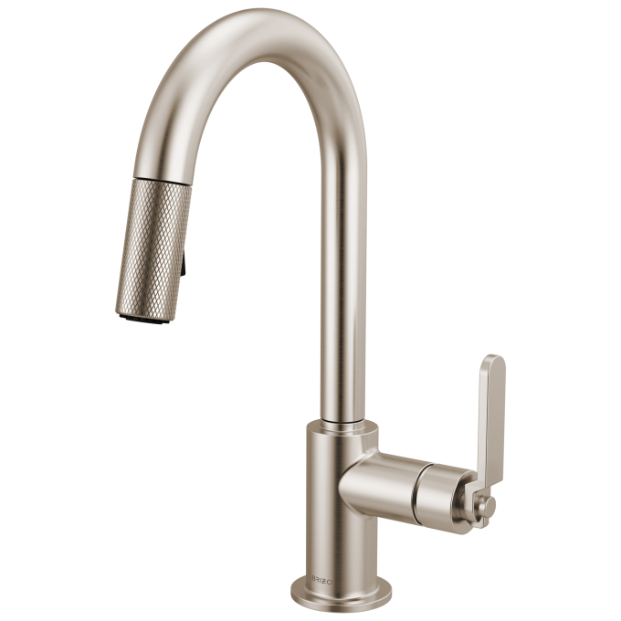 BRIZO Litze Pull-Down Prep Faucet with Arc Spout - Industrial Handle — Stainless