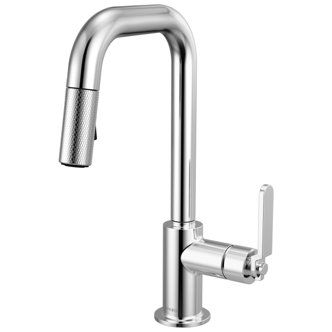BRIZO Litze Pull-Down Prep Faucet with Square Spout - Industrial Handle — Chrome