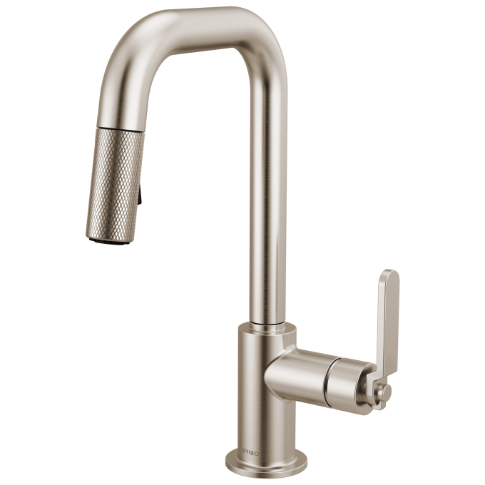 BRIZO Litze Pull-Down Prep Faucet with Square Spout - Industrial Handle — Stainless
