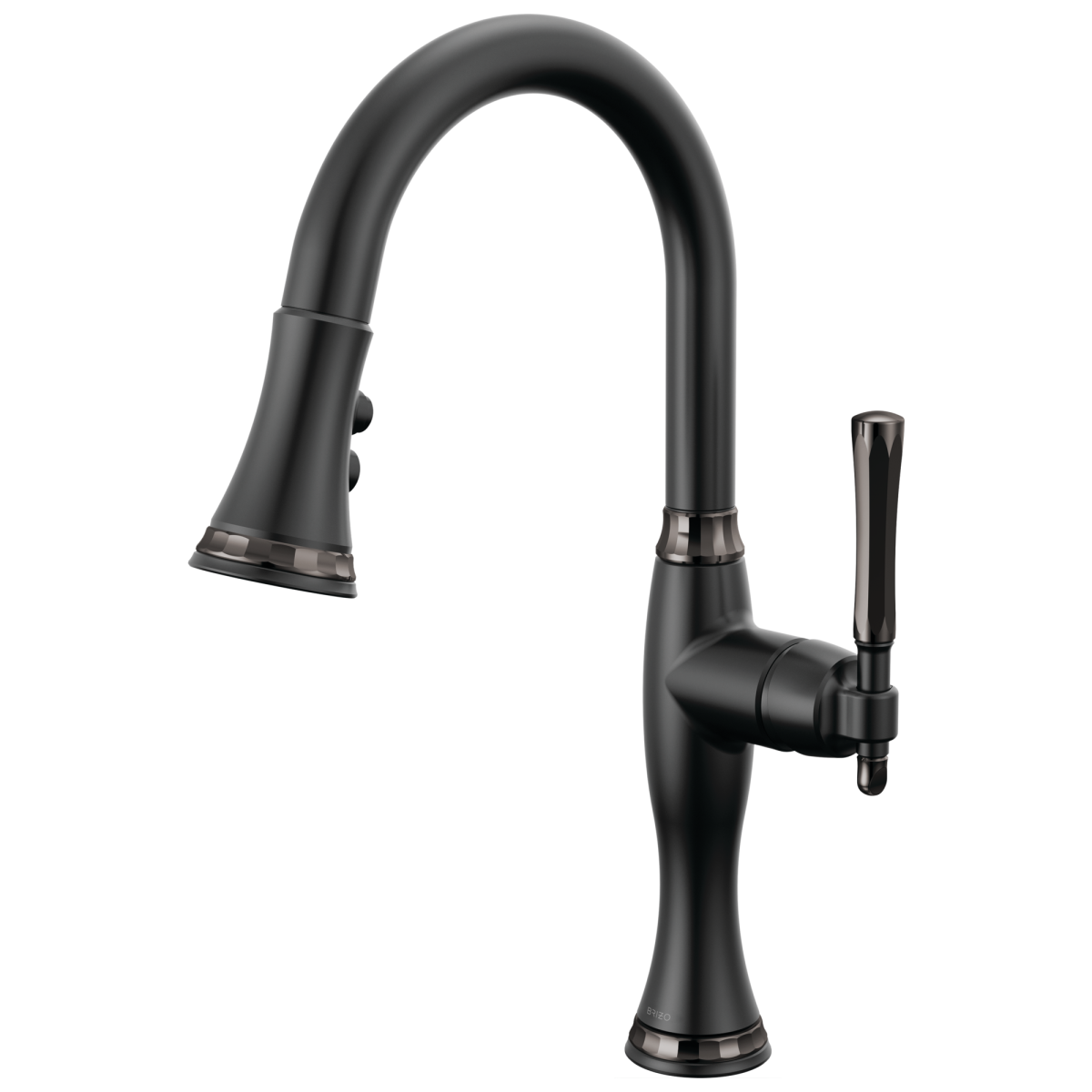 BRIZO Tulham Pull-Down Prep Kitchen Faucet — Matte Black / Brilliance Black Onyx