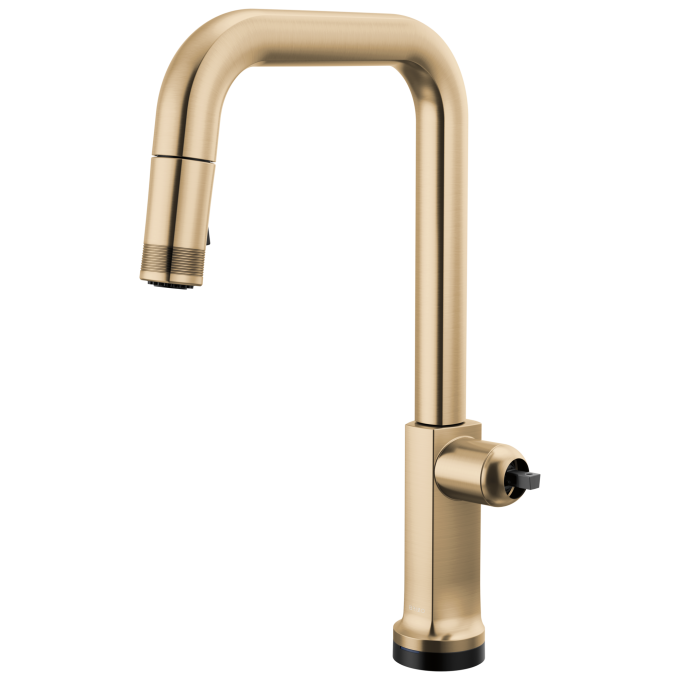 BRIZO Kintsu SmartTouch Pull-Down Faucet with Square Spout - Less Handle — Lumicoat® Luxe Gold