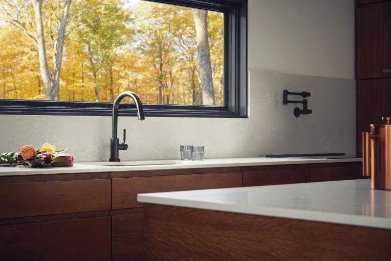 BRIZO European Wall Mount Pot Filler Faucet — Matte Black
