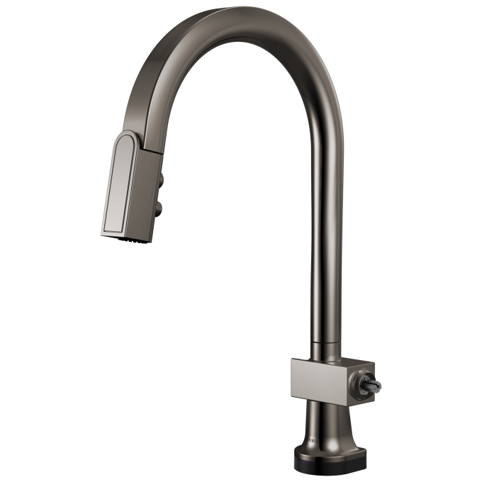 BRIZO Frank Lloyd Wright SmartTouch Pull-Down Kitchen Faucet with Arc Spout - Less Handle — Brilliance Black Onyx