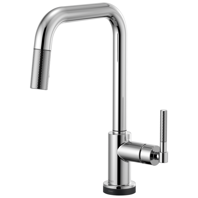 BRIZO Litze SmartTouch Pull-Down Kitchen Faucet with Square Spout and Knurled Handle — Chrome