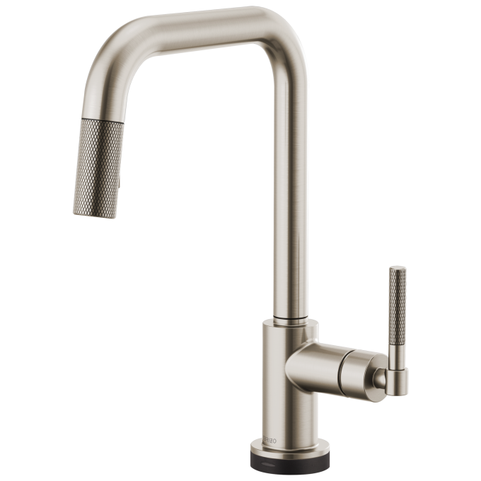 BRIZO Litze SmartTouch Pull-Down Kitchen Faucet with Square Spout and Knurled Handle — Stainless
