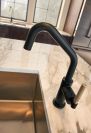 BRIZO Litze SmartTouch Pull-Down Kitchen Faucet with Angled Spout and Knurled Handle — Matte Black/Luxe Gold