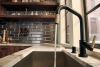 BRIZO Litze SmartTouch Pull-Down Kitchen Faucet with Angled Spout and Knurled Handle — Matte Black/Luxe Gold