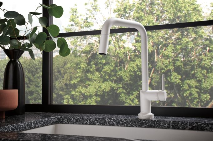 BRIZO Jason Wu for BRIZO SmartTouch Pull-Down Kitchen Faucet with Square Spout - Less Handle — Matte White