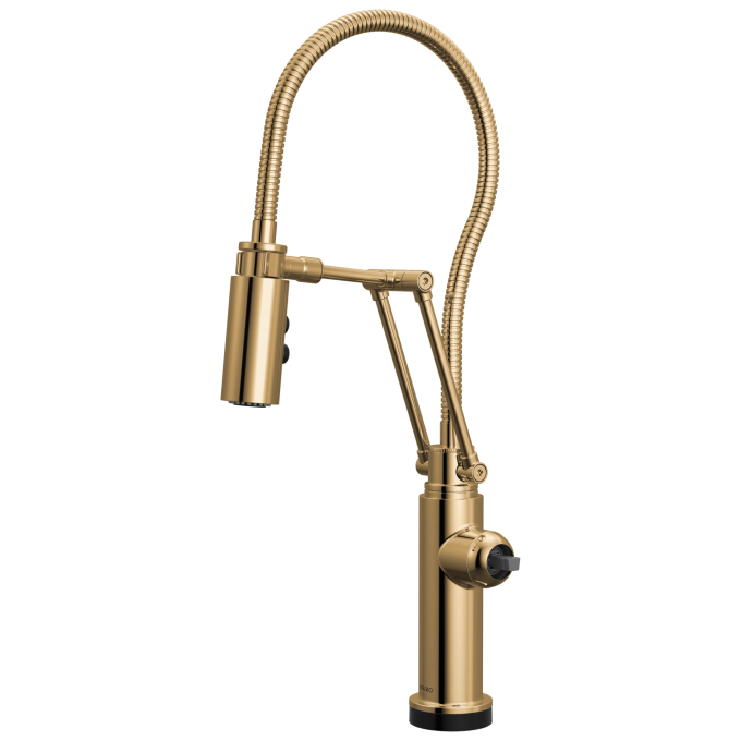 BRIZO Odin SmartTouch Articulating Kitchen Faucet with Finished Hose - Less Handle — Polished Gold