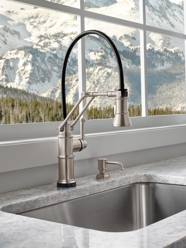 BRIZO Artesso Single Handle Articulating Kitchen Kitchen Faucet with SmartTouch Technology — Stainless