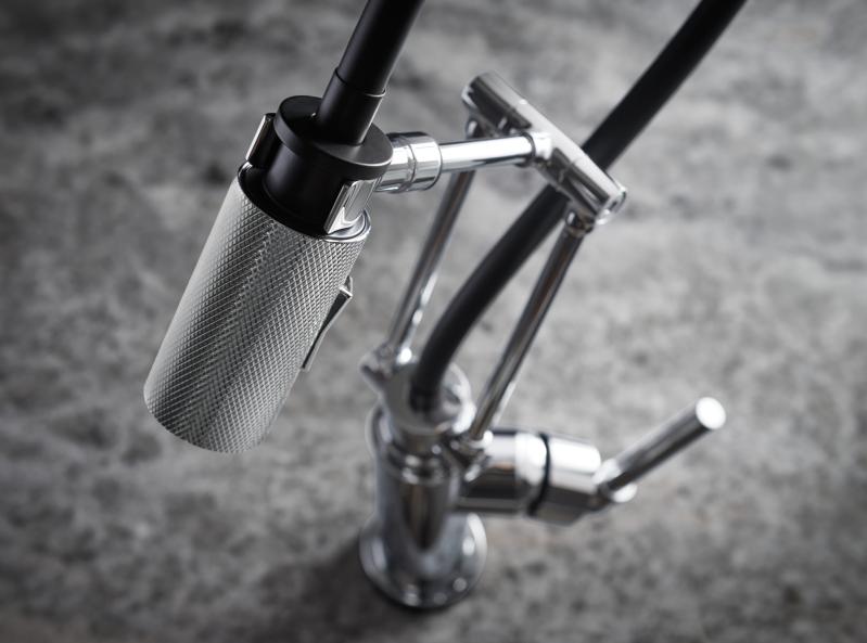 BRIZO Litze SmartTouch Articulating Kitchen Faucet with Knurled Handle — Chrome
