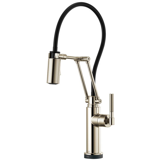 BRIZO Litze SmartTouch Articulating Kitchen Faucet with Knurled Handle — Polished Nickel