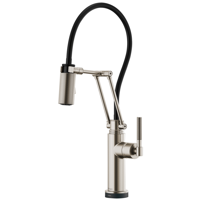 BRIZO Litze SmartTouch Articulating Kitchen Faucet with Knurled Handle — Stainless