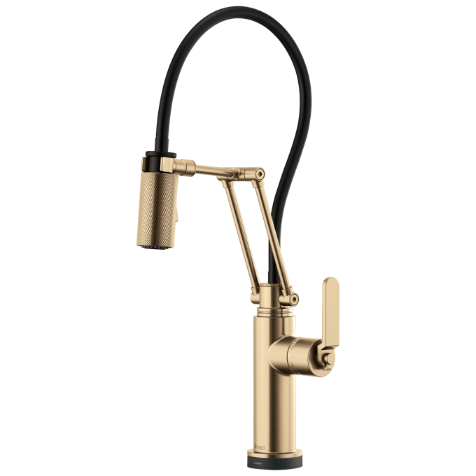BRIZO Litze SmartTouch Articulating Kitchen Faucet with Industrial Handle — Luxe Gold