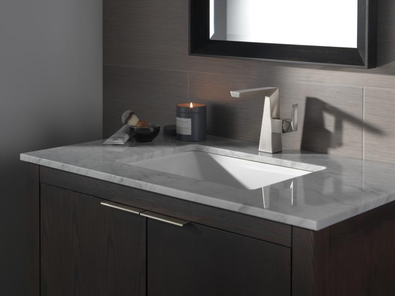 DELTA Trillian Single Handle Mid-Height Bathroom Faucet — Lumicoat® Stainless