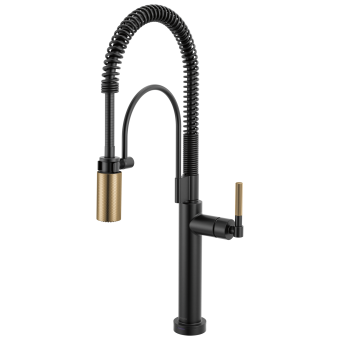BRIZO Litze SmartTouch Semi-Professional Kitchen Faucet - Knurled Handle — Matte Black/Luxe Gold