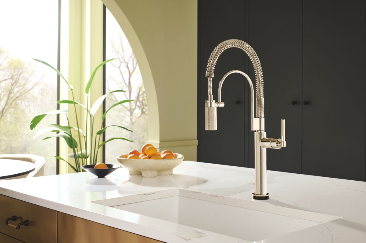 BRIZO Litze SmartTouch Semi-Professional Kitchen Faucet - Knurled Handle — Polished Nickel