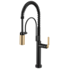 BRIZO Litze SmartTouch Semi-Professional Kitchen Faucet - Industrial Handle — Matte Black/Luxe Gold