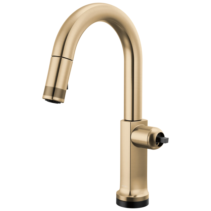 BRIZO Kintsu SmartTouch Pull-Down Prep Faucet with Arc Spout - Less Handle — Lumicoat® Luxe Gold