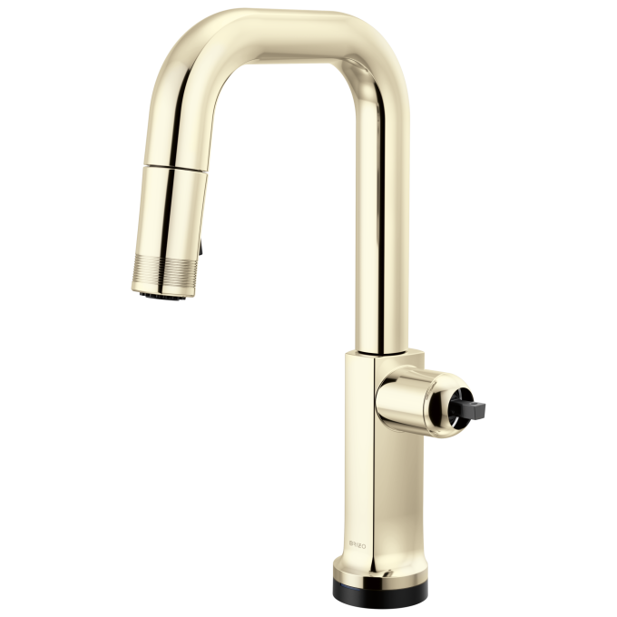 BRIZO Kintsu SmartTouch Pull-Down Prep Faucet with Square Spout - Less Handle — Lumicoat® Polished Nickel