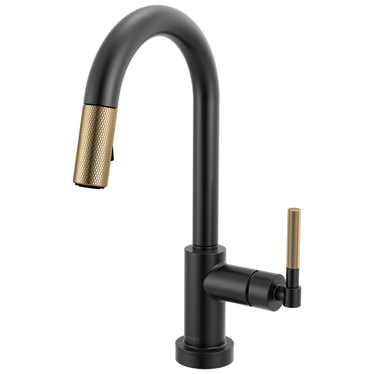 BRIZO Litze Smarttouch Pull-Down Prep Faucet with Arc Spout - Knurled Handle — Matte Black/Luxe Gold