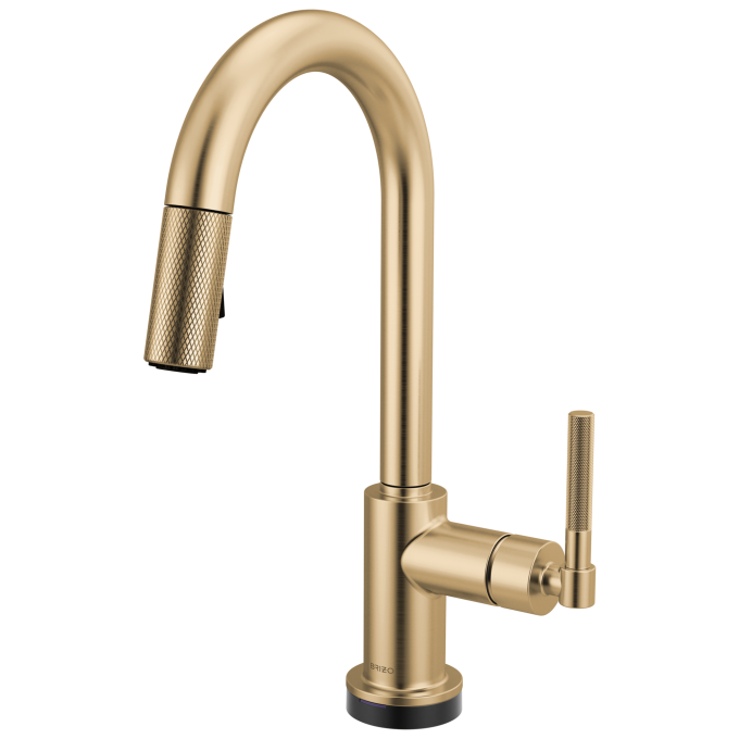 BRIZO Litze Smarttouch Pull-Down Prep Faucet with Arc Spout - Knurled Handle — Luxe Gold