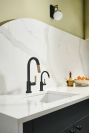 BRIZO Litze Smarttouch Pull-Down Prep Faucet with Arc Spout - Industrial Handle — Matte Black/Luxe Gold