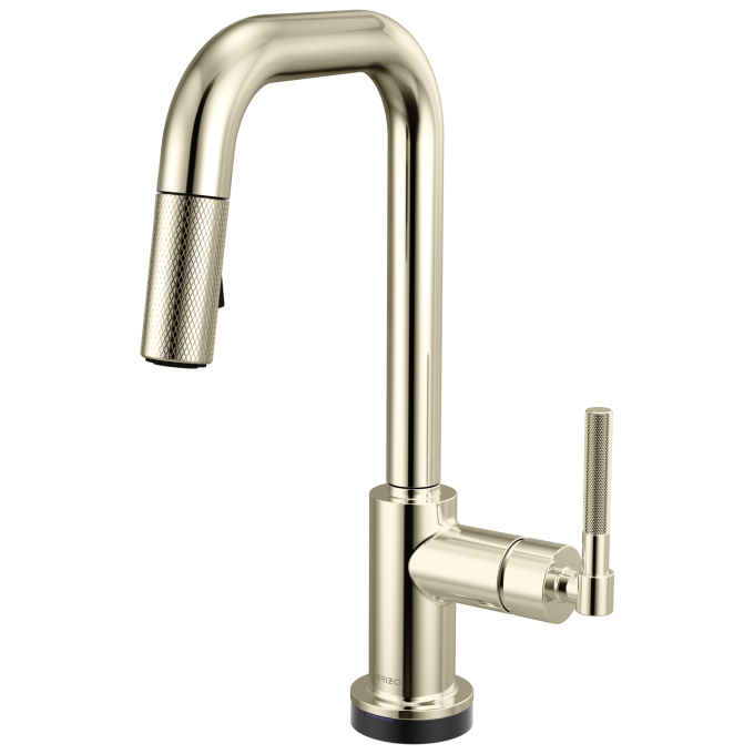 BRIZO Litze Smarttouch Pull-Down Prep Faucet with Square Spout - Knurled Handle — Polished Nickel