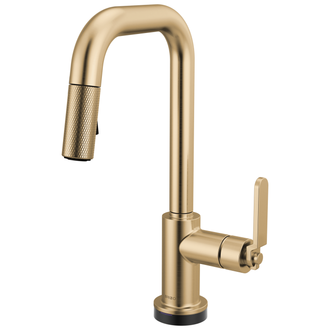 BRIZO Litze Smarttouch Pull-Down Prep Faucet with Square Spout - Industrial Handle — Luxe Gold