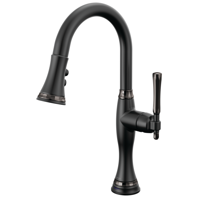 BRIZO Tulham SmartTouch Pull-Down Prep Kitchen Faucet — Matte Black / Brilliance Black Onyx