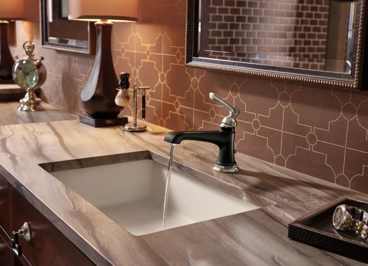 BRIZO Rook Single-Handle Lavatory Faucet 1.2 GPM — Luxe Nickel  /Matte Black