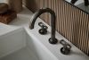 BRIZO Kintsu Widespread Lavatory Faucet with Arc Spout - Less Handles 1.5 GPM — Brilliance Black Onyx