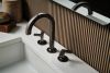 BRIZO Kintsu Widespread Lavatory Faucet with Arc Spout - Less Handles 1.5 GPM — Brilliance Black Onyx