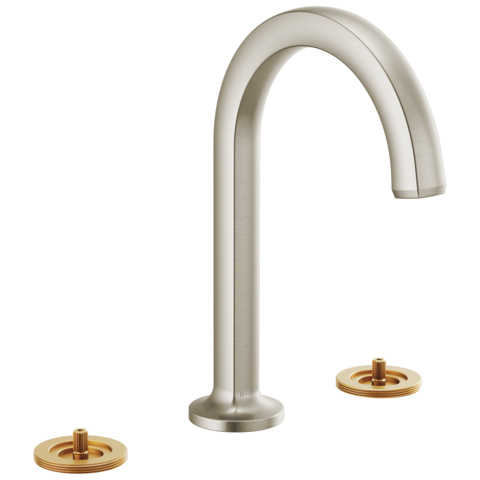 BRIZO Kintsu Widespread Lavatory Faucet with Arc Spout - Less Handles 1.2 GPM — Luxe Nickel