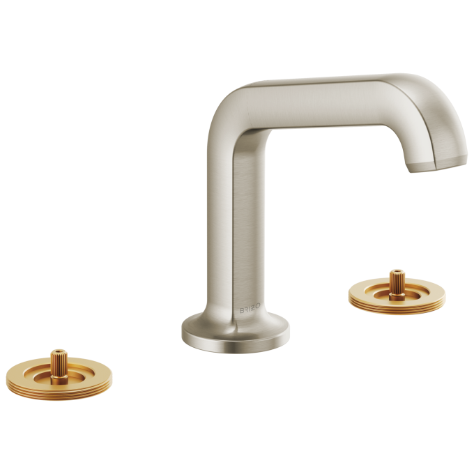 BRIZO Kintsu Widespread Lavatory Faucet with Angled Spout - Less Handles 1.5 GPM — Luxe Nickel