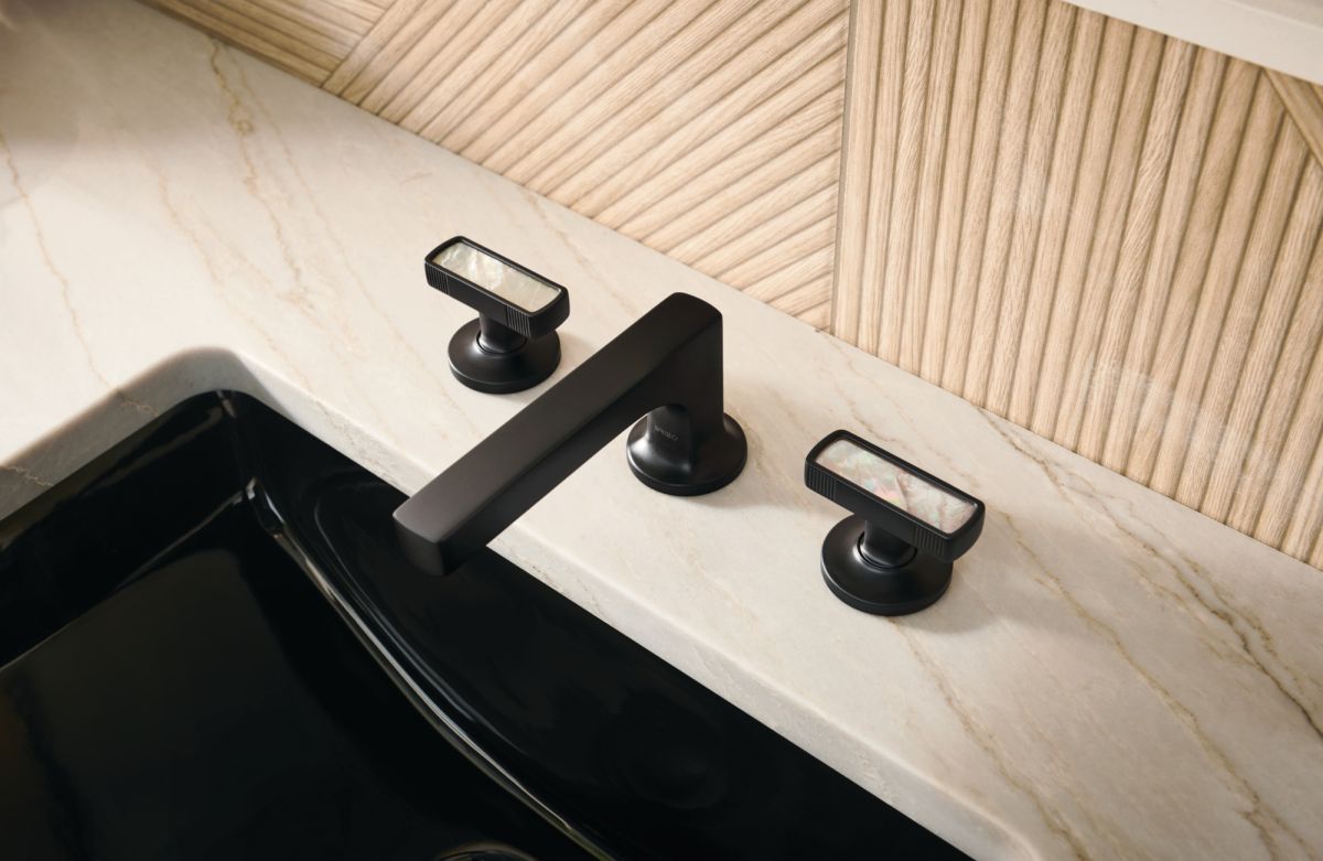 BRIZO Kintsu Widespread Lavatory Handle Kit with Mother of Pearl Insert — Matte Black