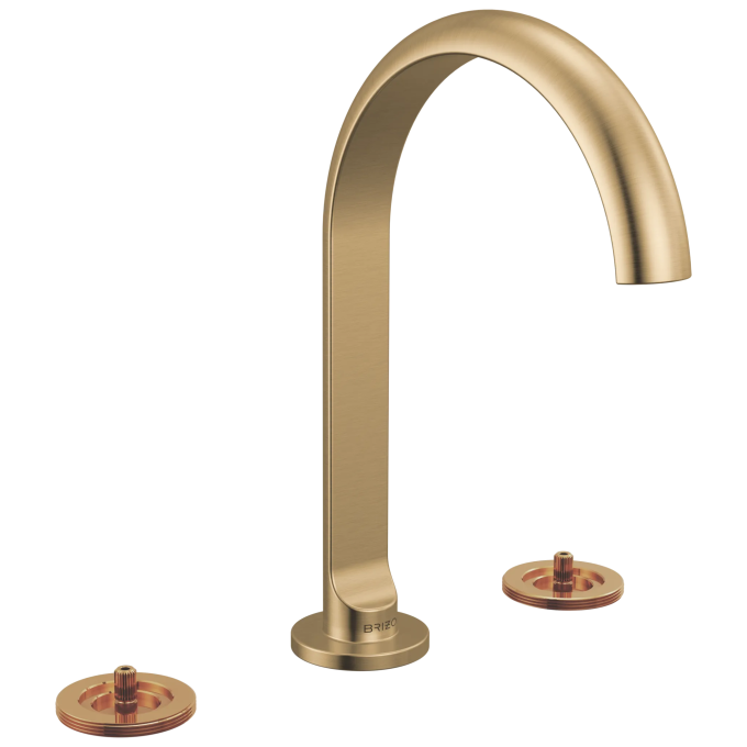 BRIZO Roccesco Widespread Lavatory Faucet with Arc Spout - Less Handles — Luxe Gold